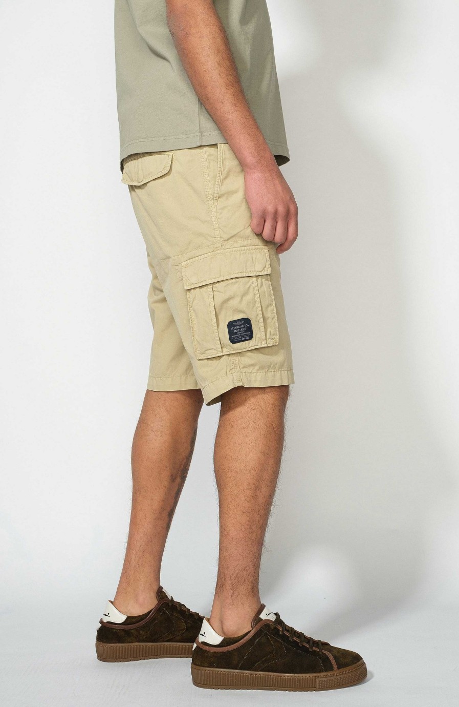 Maend AERONAUTICA MILITARE | Letvaegts Cargo-Shorts I Bomuld