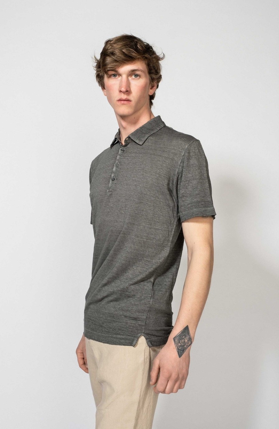 Maend 120% LINO | Kortaermet Linned Poloshirt