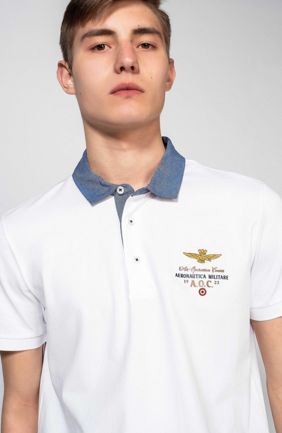 Maend AERONAUTICA MILITARE | Poloshirt Med Kontrastkrave