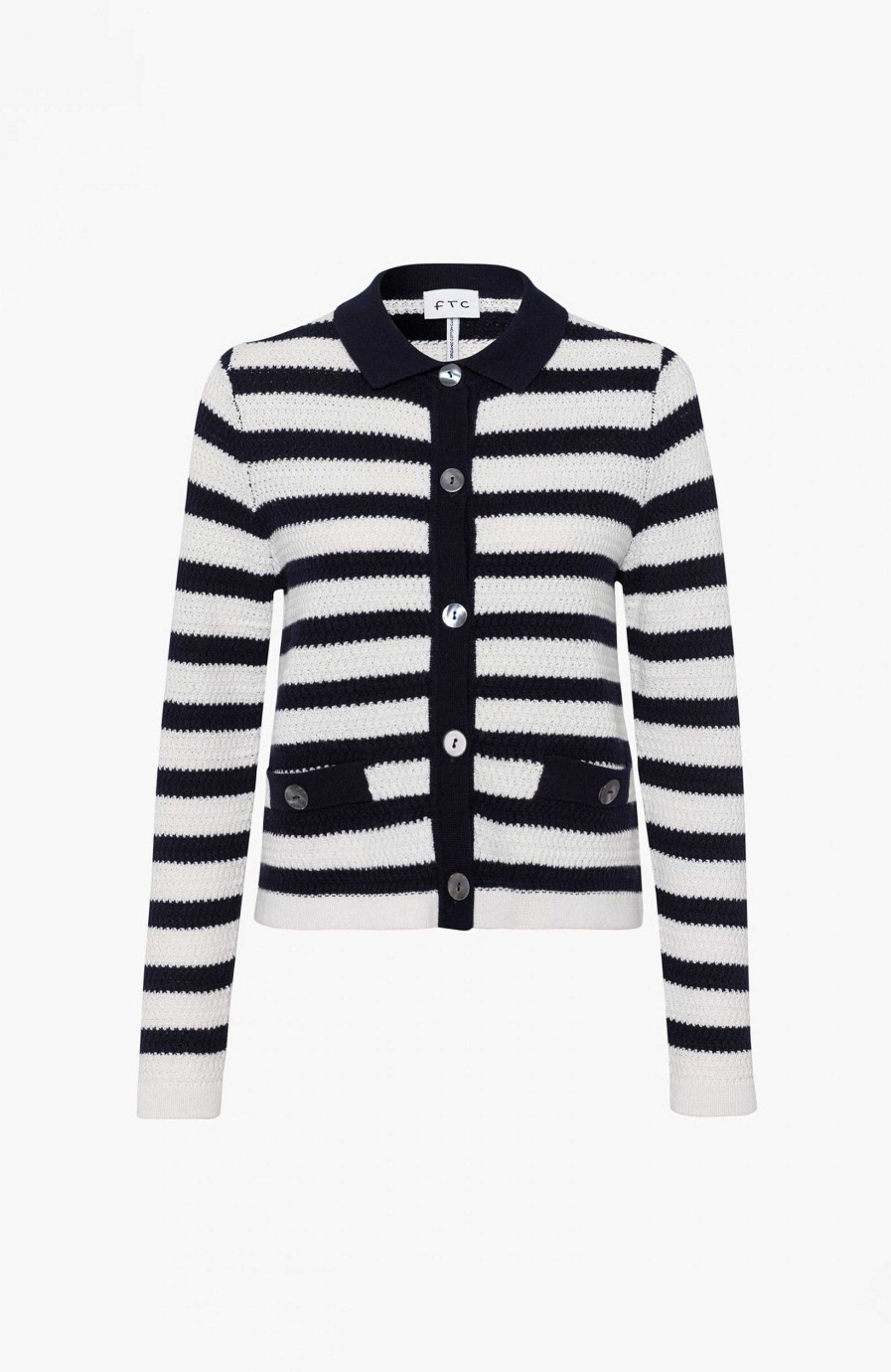 Kvinder FTC CASHMERE | Stribet Cardigan-Jakke