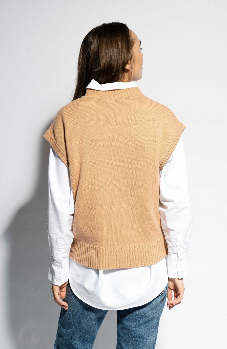 Kvinder FTC CASHMERE | Cashmere Vest Med Rund Hals