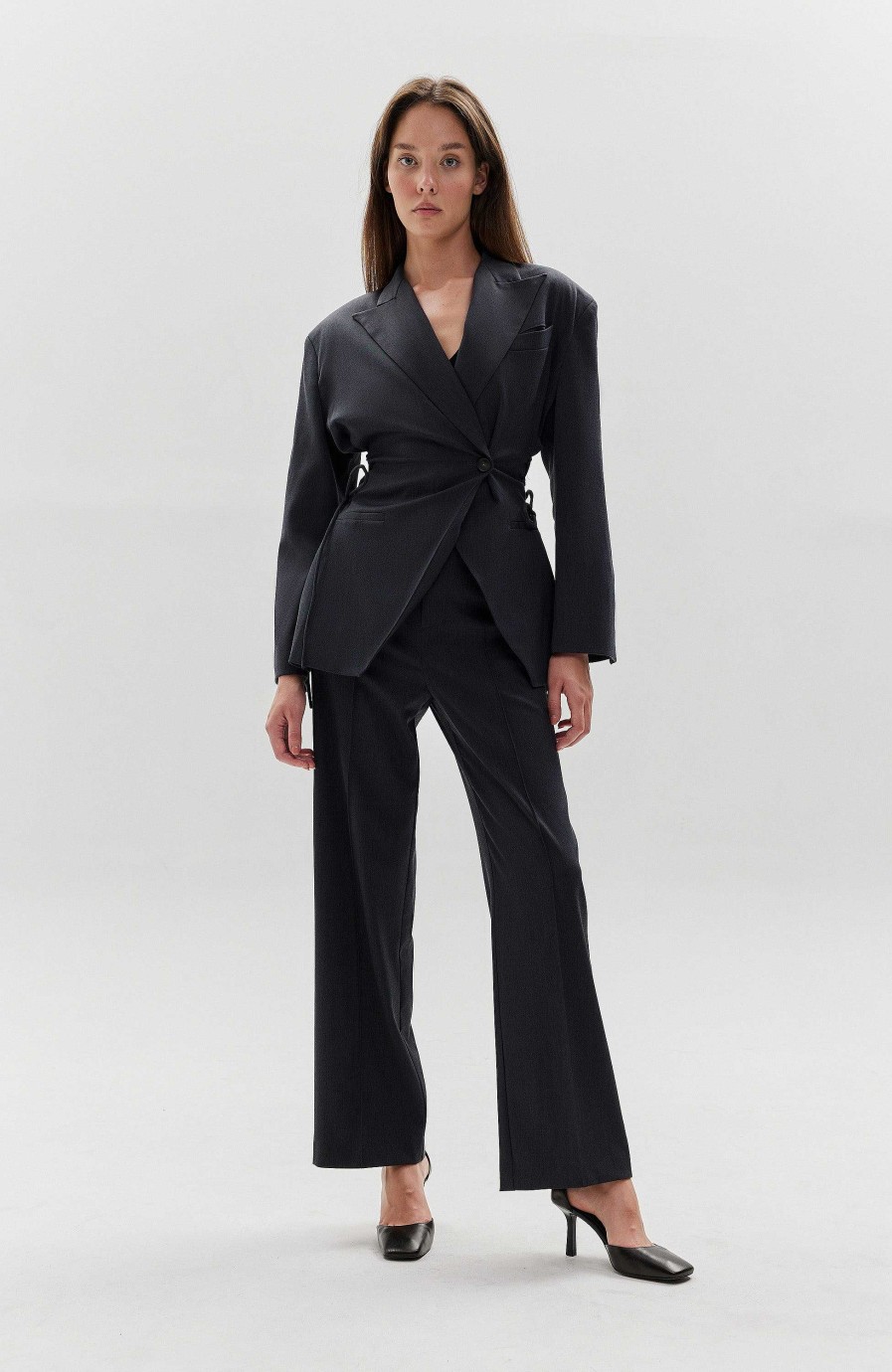 Kvinder ERIKA CAVALLINI | Tie-Front Uld Blazer