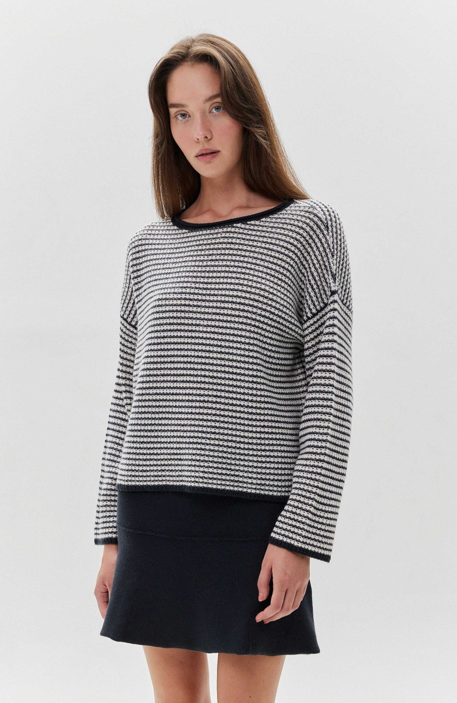 Kvinder LISA YANG | Rundhals Stribet Sweater Felicity