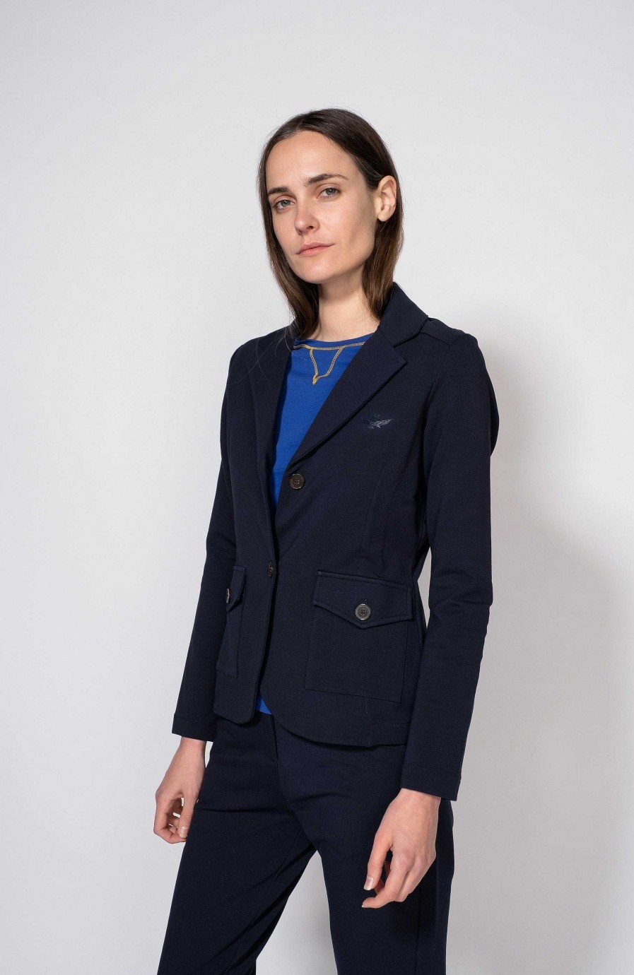 Kvinder AERONAUTICA MILITARE | Patch-Pocket Jersey Blazer