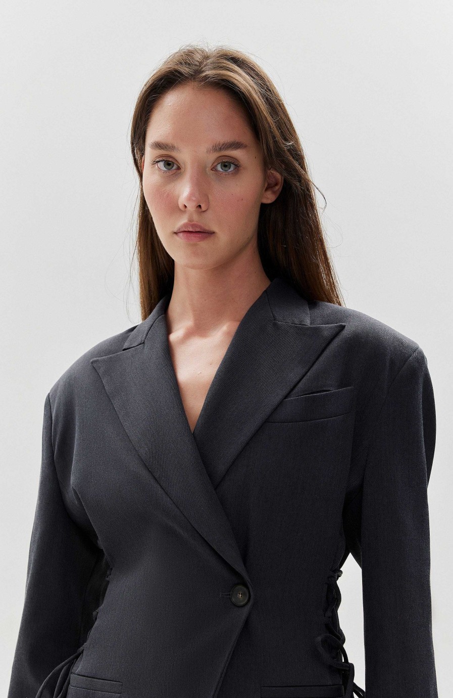 Kvinder ERIKA CAVALLINI | Tie-Front Uld Blazer