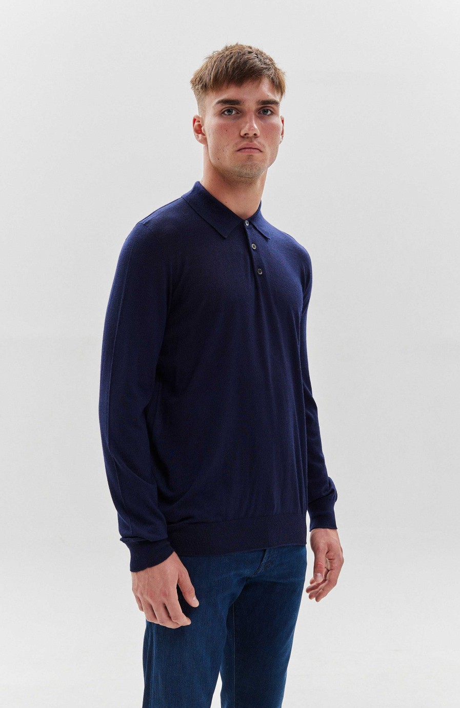 Maend JOHNSTONS OF ELGIN | Langaermet Merino Poloshirt