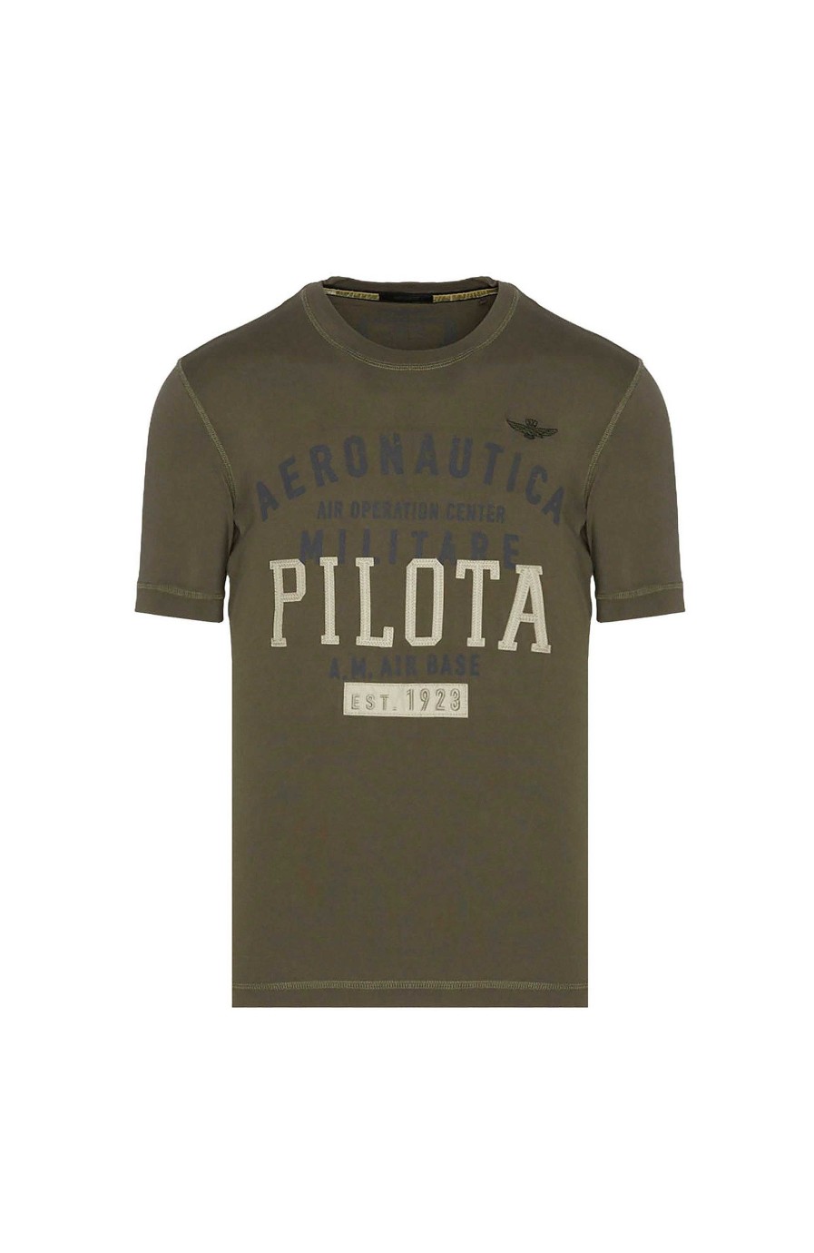 Maend AERONAUTICA MILITARE | Teksttrykt Flock T-Shirt