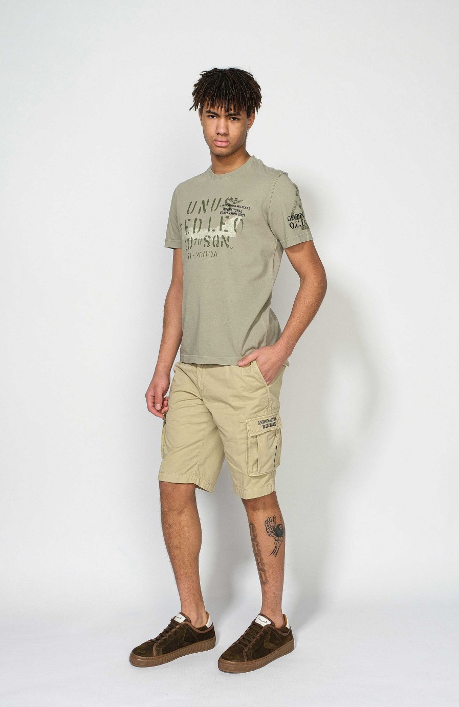 Maend AERONAUTICA MILITARE | Letvaegts Cargo-Shorts I Bomuld