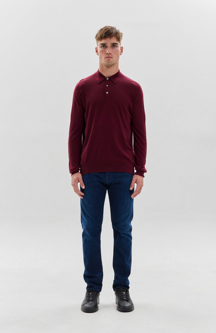 Maend JOHNSTONS OF ELGIN | Langaermet Merino Poloshirt