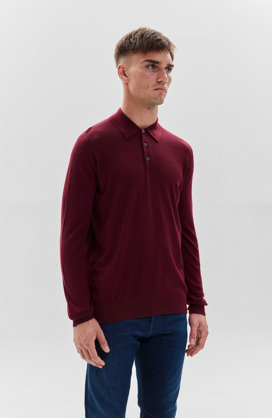 Maend JOHNSTONS OF ELGIN | Langaermet Merino Poloshirt